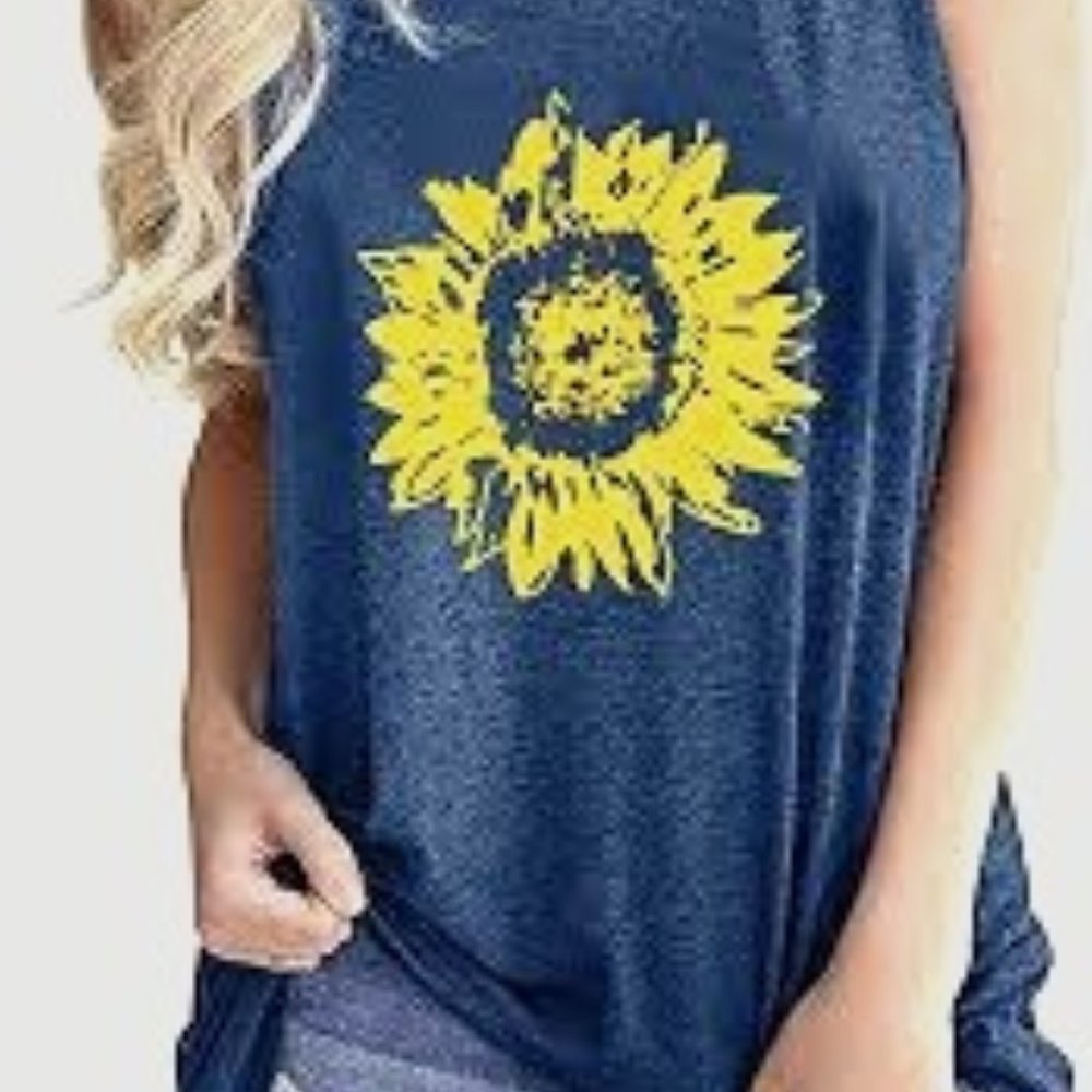 Sunflower Print Vest Sunflower Backless Tank Top Graphic Tank Top Casual Size XL